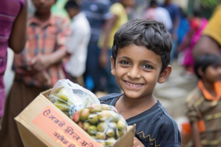 Home young indian boy discovers joy service organizing food drives clothing donations families need his heart overflowing with empathy compassion 748982 3685
